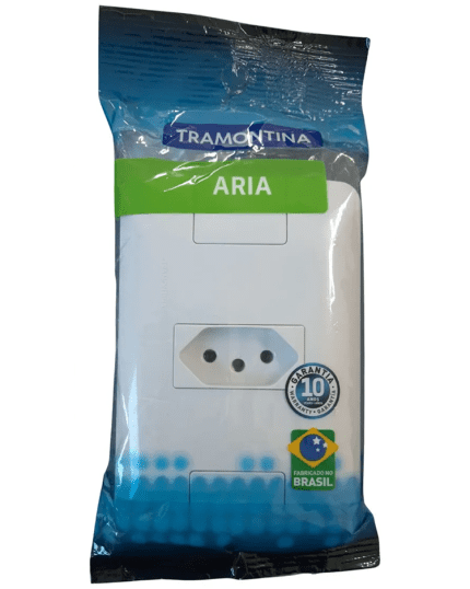 Conjunto 4x2 com 1 Tomada 2P+T Tramontina Aria | 10 A 250 V Branco